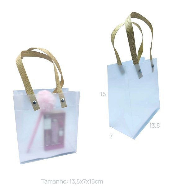 SACOLA TRANSPARENTE COM ALÇA P - 13,5 X 7 X 15 CM