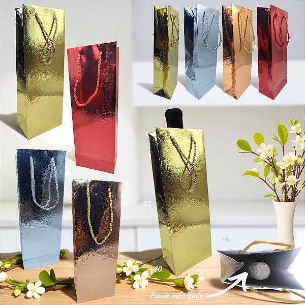EMBALAGEM VINHO METALIZADA- UNIDADE CORES DIVERSAS