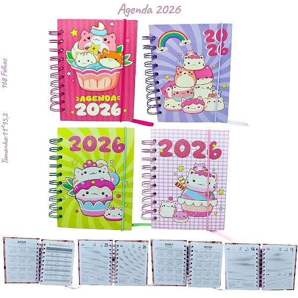 AGENDA 2026 BICHINHOS KAWAII -UNIDADE