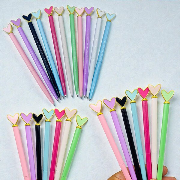 CANETA CORAÇÃO MINI METAL COLORIDO - CORES DIVERSAS