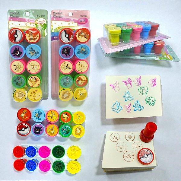 KIT 10 MINI CARIMBOS POKEMON