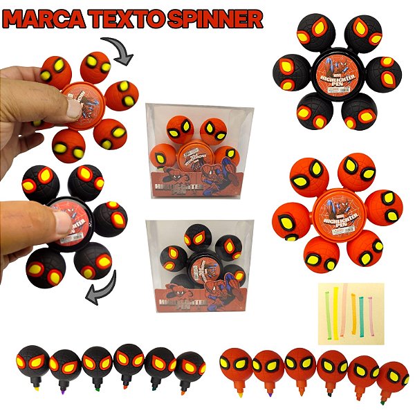 MARCA TEXTO SPINER HOMEM ARANHA - 6 CORES