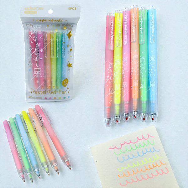 KIT 6 CANETAS GEL COLOR G370