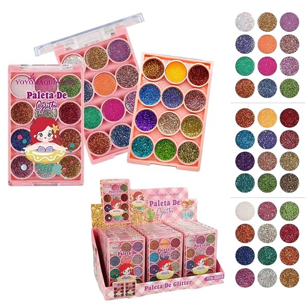 PALETA GLITTER INFANTIL 12 CORES - UNIDADE