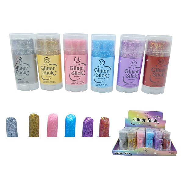 STICK BASTÃO GLITTER PARA PELE E CABELO - UNIDADE CORES DIVERSAS