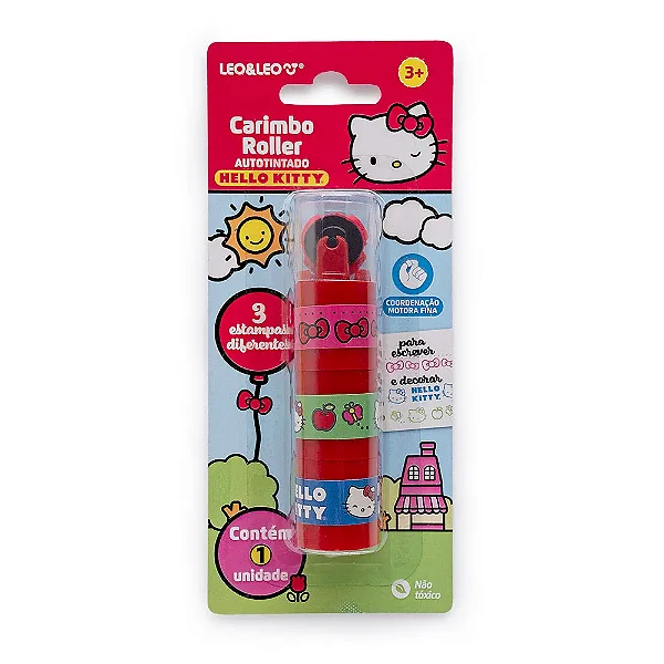 Carimbo Roller Autotintado 3 Estampas Hello Kitty