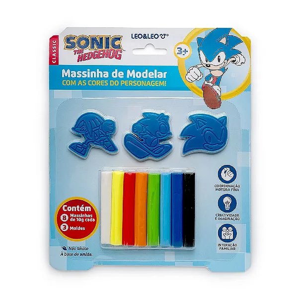 Massinha de Modelar c/ Molde Sonic - Blister c/ 80g 8 und + 3 Moldes