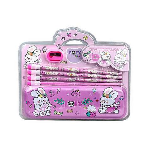 KIT COELHINHO LAPIS E ESTOJO LATA -FF6202
