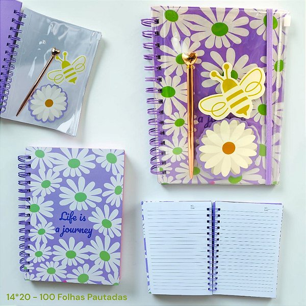 KIT PRESENTE CADERNO/ POST IT E CANETA ABELHINHA