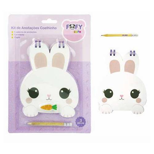 KIT ANOTAÇÃO COELHINHO COM BORRACHA E LAPIS - FF7044