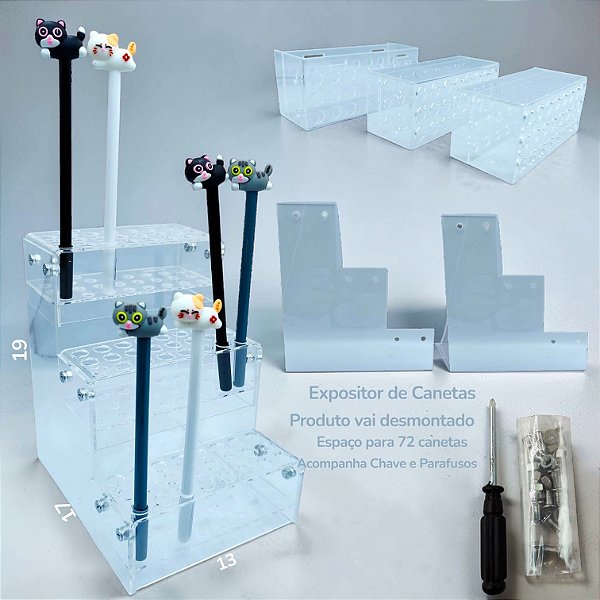 EXPOSITOR DE ACRILICO PARA 72 CANETAS
