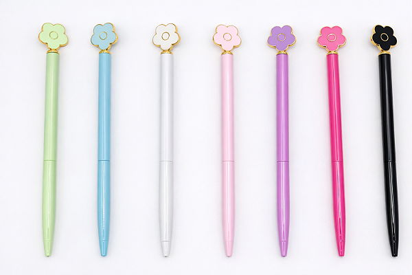 CANETA METAL LUXO FLORES - CORES DIVERSAS