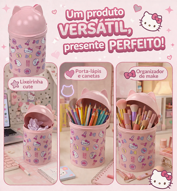 Lixeira de mesa/ Porta Treco Hello Kitty Estampadinha