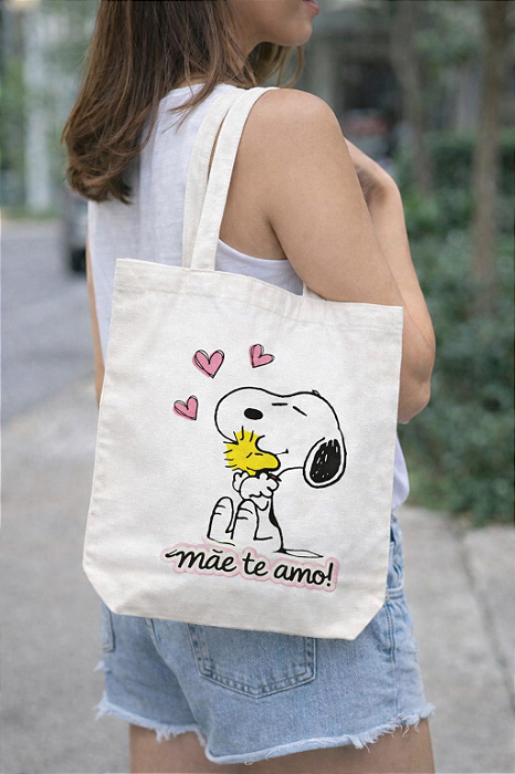 Bolsa Algodão Snoopy Dia das Mães - Mãe te amo