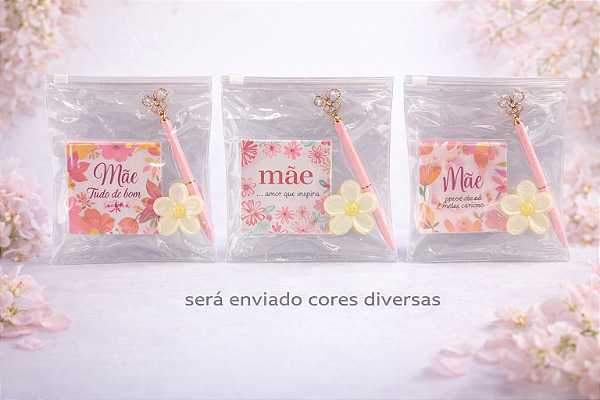 KIT DIA DAS MAES DELICADO ( BLOCO. CANETA LUXO E PRESILHA) * CORES/ MODELOS DIVERSOS