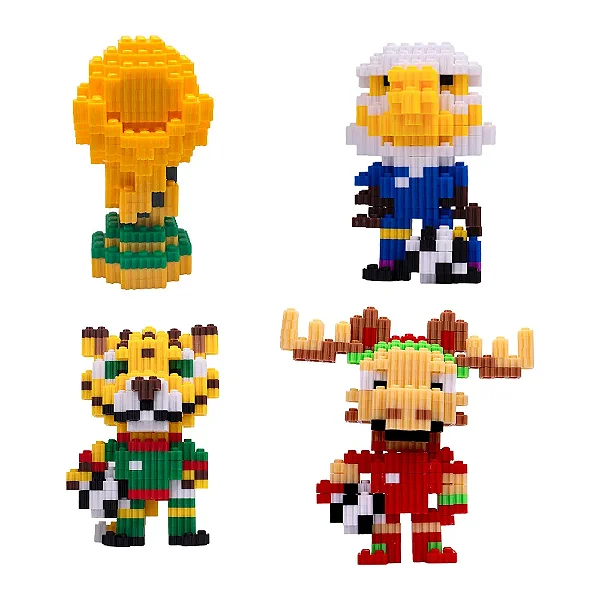 BLOCO DE MONTAR TIPO LEGO -4 MASCOTES E SIMBOLOS - COPA DO MUNDO 2026
