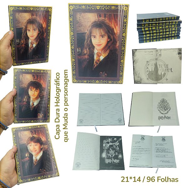 Caderno Harry Potter Holográfico 96 Folhas ( Rosto personagem muda conforme posição)