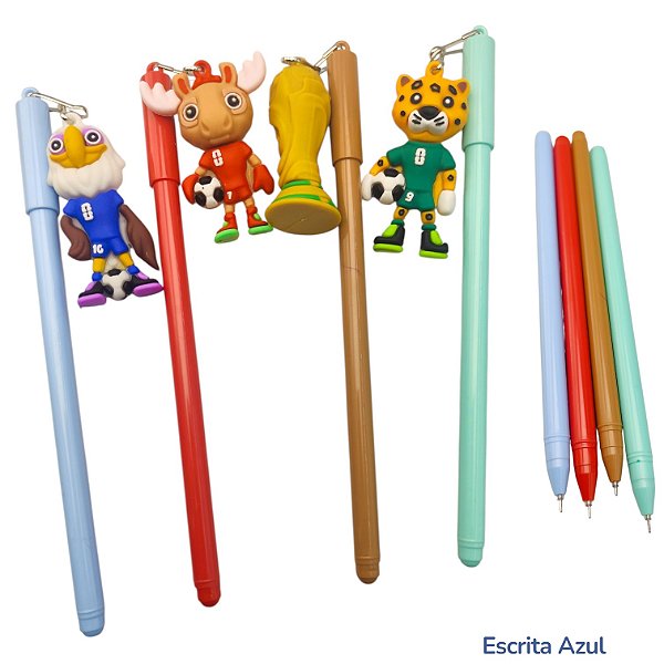 CANETA PINGENTE COPA DO MUNDO MASCOTES- SELECIONAR QUANTIDADE