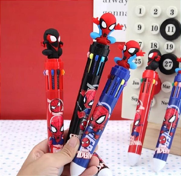CANETA 10 CORES HOMEM ARANHA AVENTURA - SELECIONAR QUANTIDADE