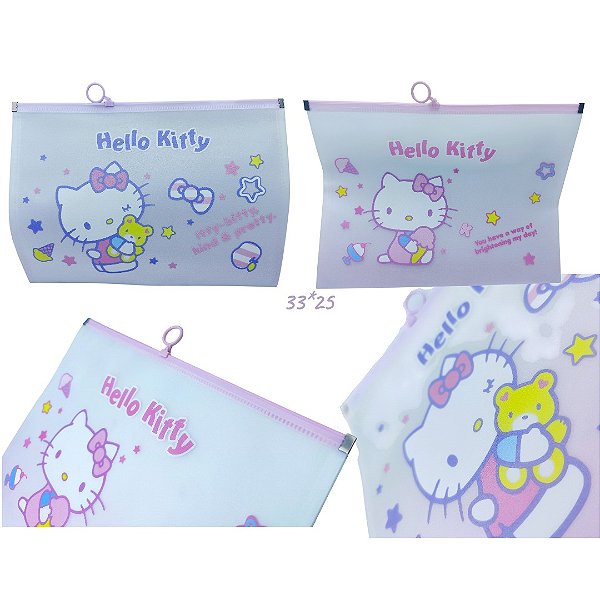 PASTA PLASTICA HELLO KITTY A4 - KIT 3 PEÇAS