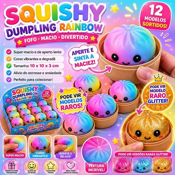 SQUISHY DUMPLING RAINBOW TIE DYE - ( NOVO MODELO MULTICOLOR