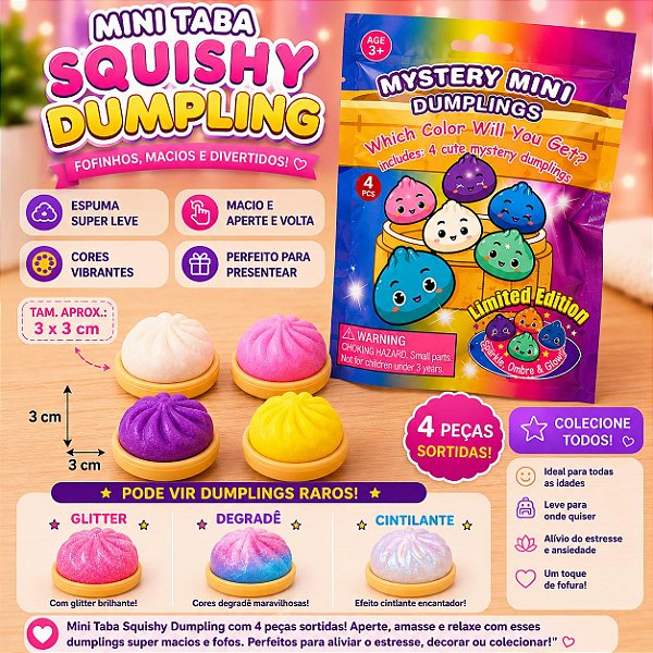 PACOTINHO COM 4 MINI TABA SQUISHY DUMPLING