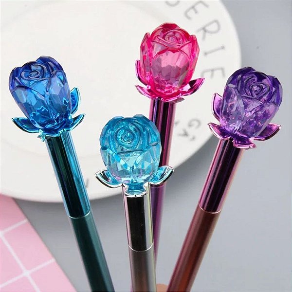 CANETA ROSA CRISTAL