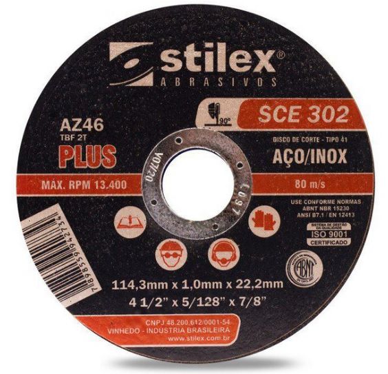 Disco de Corte Fino 4.1/2" x 1,0mm x 22,2mm Stilex