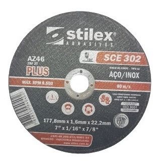 Disco de Corte Fino 7" x 1,6mm x 22,2mm Stilex