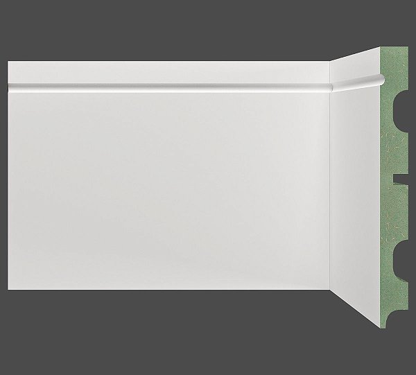 Rodapé e Guarnição Branco em MDF 15cm ULTRA com friso fino 1503 - preço por barra com 2,40 metros lineares * com vão para passar fio
