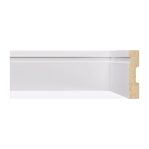 Rodapé e Guarnição Branco em MDF 8cm com friso moderno - modelo 802 com 15mm de espessura e 2,40 metros lineares