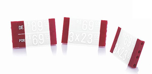 Ponteira Dupla para Displays de Vestuário + Palavras "DE" e "POR" (60 peças) - Vermelho com Branco