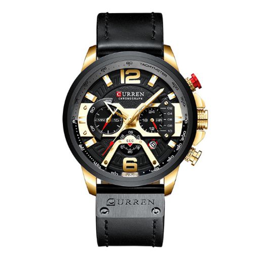 Relógio Curren Black Luxo Masculino pulseira Couro