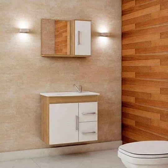 Gabinete Banheiro Vix Branco Amendoa Mgm - Renove Materiais de Construção