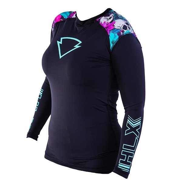 Blusa Segunda Pele Feminina Caveira Flores