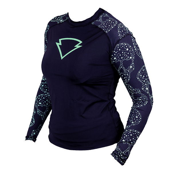 Blusa Segunda Pele Feminina Caveiras Estrelas Menta