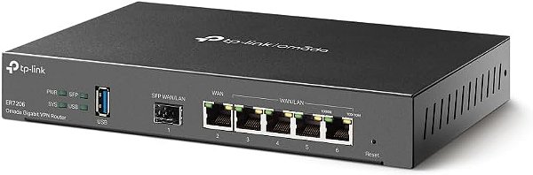 Roteador Gigabit Load Balance VPN TP-Link ER7206 (substitui ER5120, ER6120) 4 Wan Omada