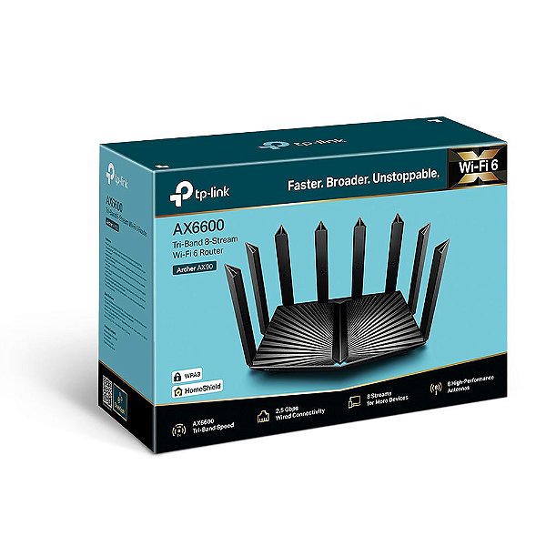 Roteador sem fio Ax6600 Tri-band Wi-fi 6 Archer Ax90 Tp-link Gigabit WAN 2.5GB