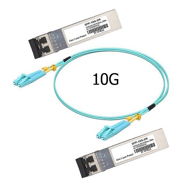 Kit Cabo óptico Conexão Direta Switch 10g AOC Multimodo Lc 50cm Gbic + cordão Ubiquiti original (subst DAC)