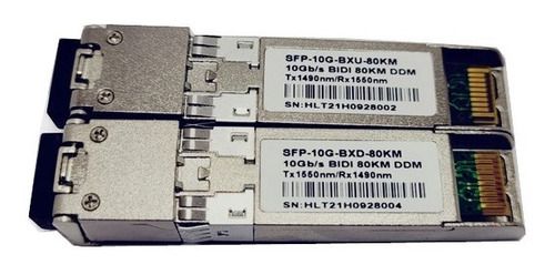 Kit Módulos Gbic Sfp+ 10g 80km Bidi Wdm Lc 1550/1490nm