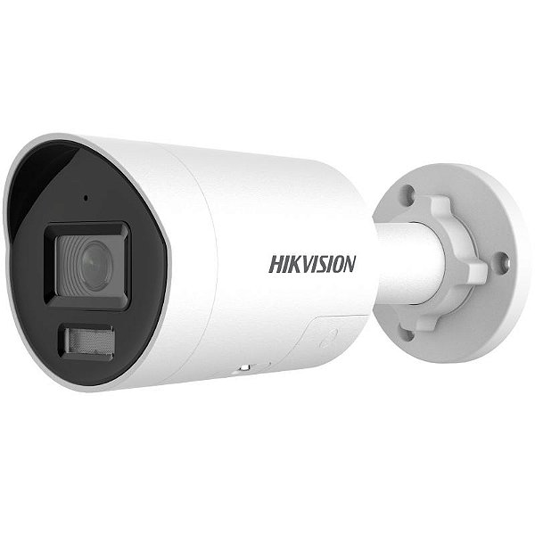 Câmera de rede mini bullet fixa com luz estroboscópica  e aviso sonoro AcuSense de 2 MP Hikvision DS-2CD2026G2-IU/SL