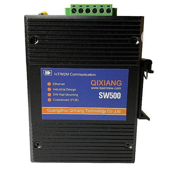 Switch industrial 5 portas ethernet 10/100 p/ trilho DIN POE + 802.3AF/AT - SW500-EP Qixiang