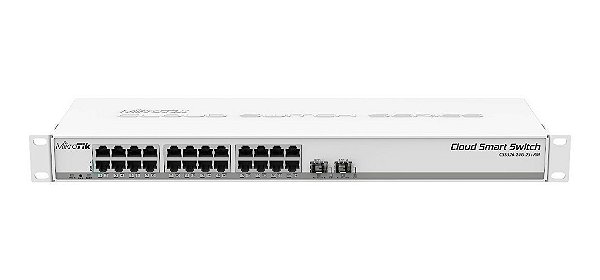 Switch 24 portas Gigabit + 2 SFP+ 10G Mikrotik Cloud Smart Switch CSS326-24G-2S+RM Montável em Rack