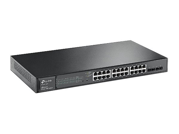 Switch 24 Portas Gigabit Poe+ 802.3AF/AT TP-Link T2600G-28PS (TL-SG3424P) compatível com UAP Unifi/Auranet/