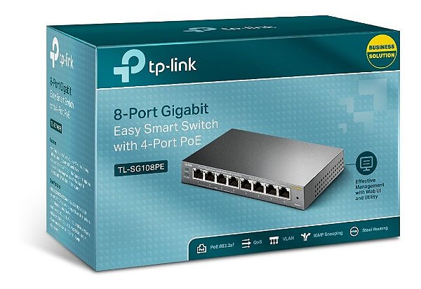 Switch Gigabit Gerenciável 8p Tp-link Sg108pe C/ 4p Poe 10/100/1000
