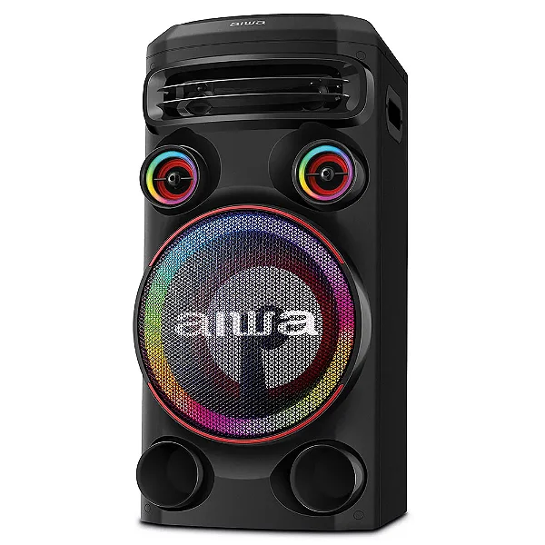 Caixa de som amplificada AIWA Torre de Som T1W-02 1600W Conexão USB Bluetooth RGB AWS-T1W-02