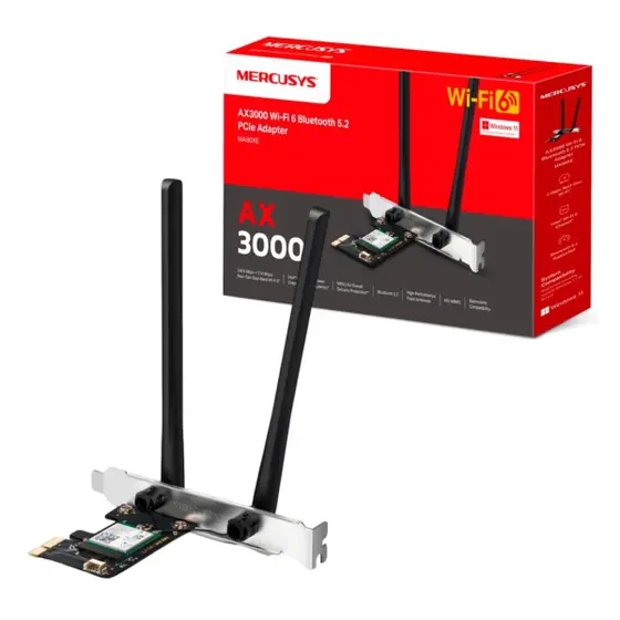 Placa de rede AX3000 WI-FI 6 Bluetooth 5.2 PCle Adapter - Mercusys