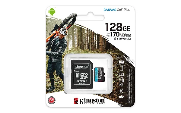Cartão de memória microSD de 128GB Canvas Go Plus SDCG3/128GB - Kingston