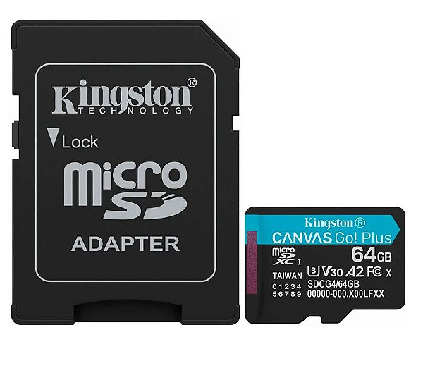 Cartão de memória microSD de 64GB Canvas Go Plus SDCG3/64GB - Kingston