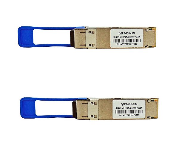 Kit Par de Módulos GBIC QSFP+ 40G LR 10KM LC Duplex LR4 p/ Huawei/Mikrotik